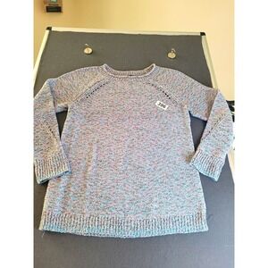 Talbots Space Dye Multicolor Knit Crew Neck Raglan Pullover Sweater Womens L